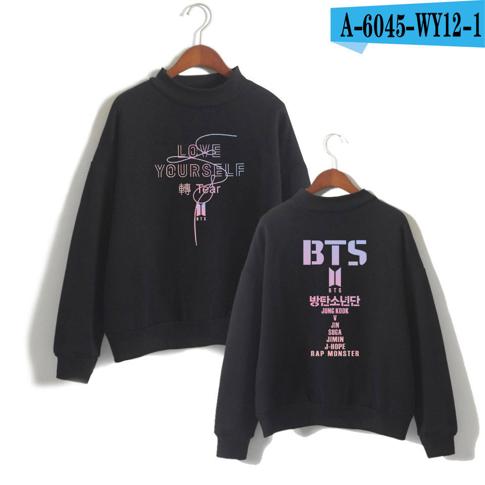 Team love yourself turtleneck round neck autumn and winter sweater street men's clothing - Image 25