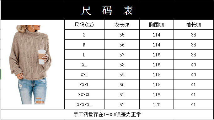 Turtleneck sweater women autumn and winter Amazon knitted sweater loose solid color large size OL commuting cross-border women's clothing - Image 10