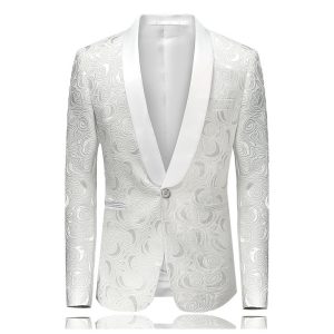 Foreign trade cross-border new men's one-piece suit European size youth self-cultivation casual flower suit performance dress jacket male