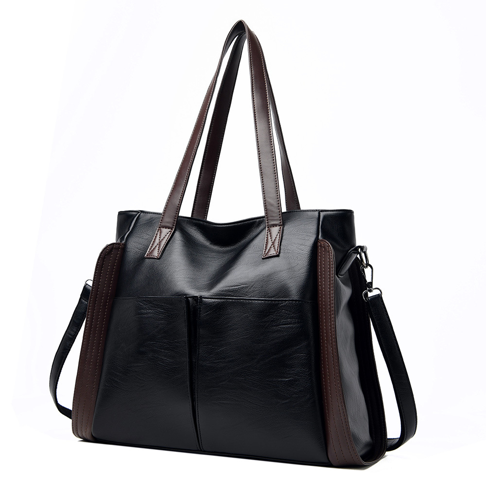 Foreign trade large-capacity soft leather large bag middle-aged women 2023 new trendy handbag shoulder bag Messenger bag fashion - Image 4