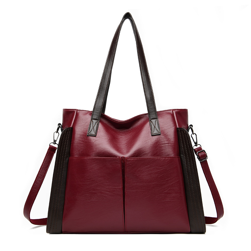 Foreign trade large-capacity soft leather large bag middle-aged women 2023 new trendy handbag shoulder bag Messenger bag fashion - Image 7