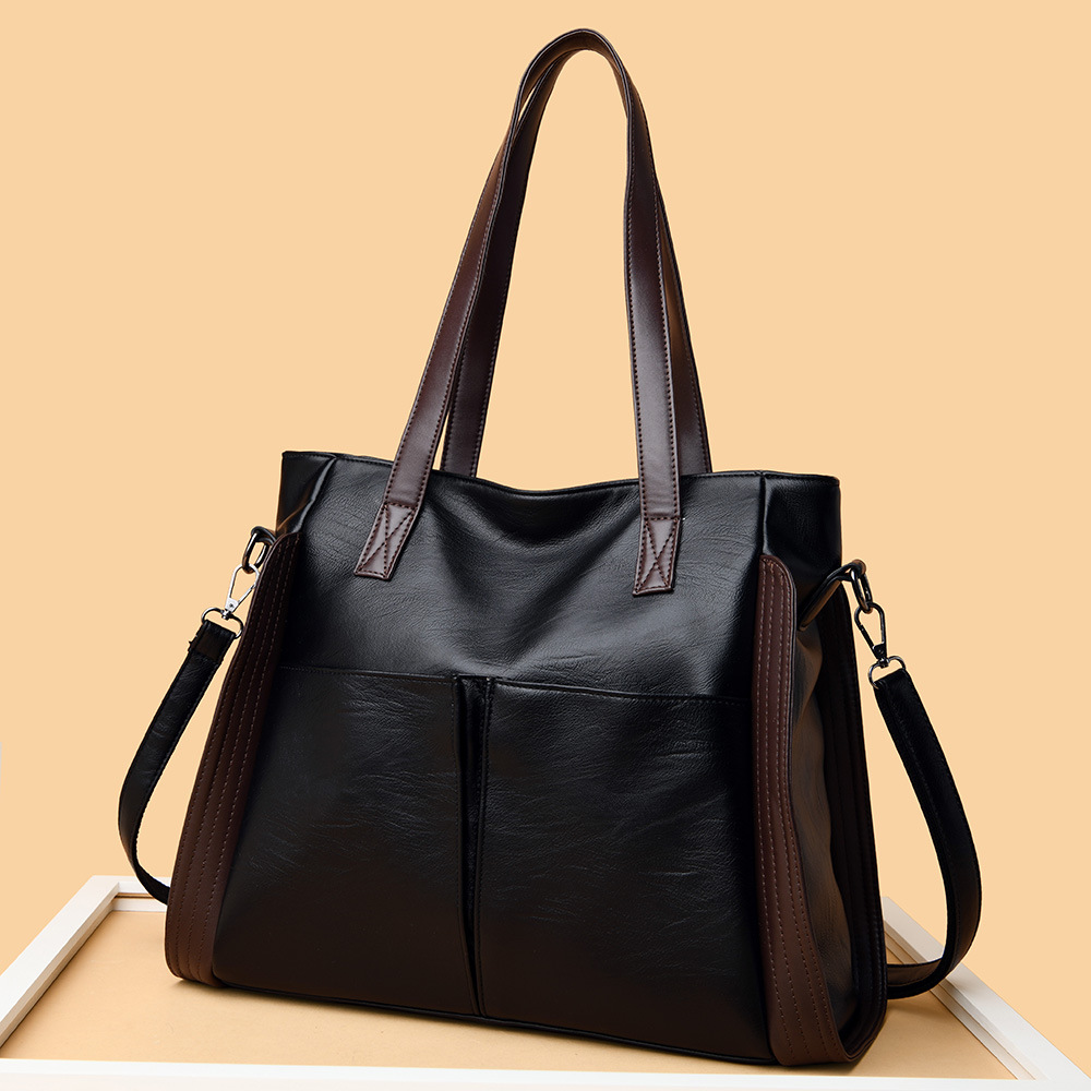 Foreign trade large-capacity soft leather large bag middle-aged women 2023 new trendy handbag shoulder bag Messenger bag fashion - Image 3