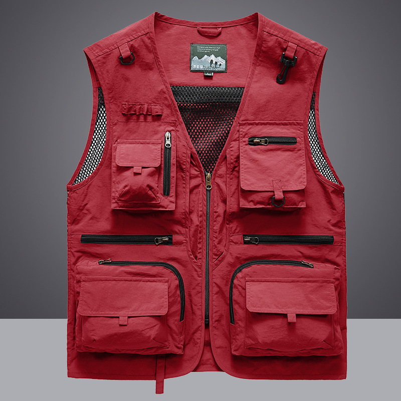 2024 Spring and Autumn New Mesh Vest Men's Casual Cross-Border Outdoor Multi-Pocket Fishing Photography Vest - Image 2