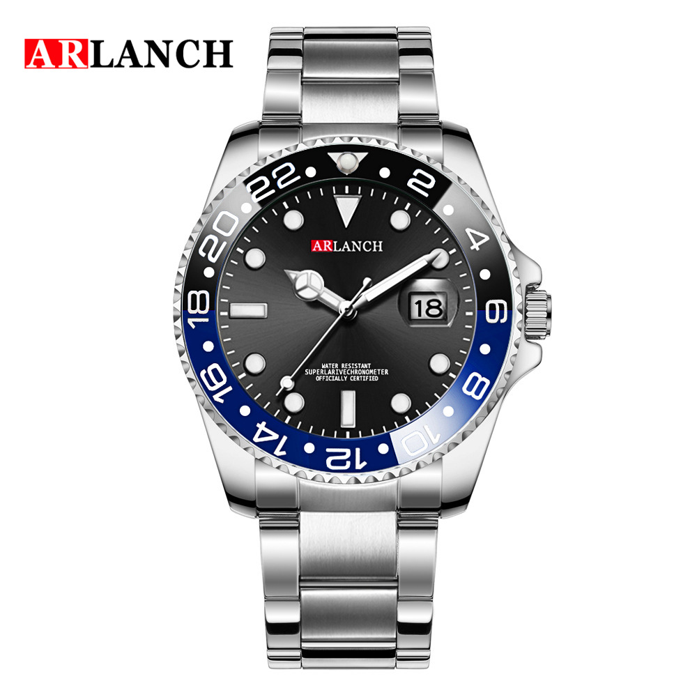 Green gold stainless steel belt watch students waterproof luminous watch sports and leisure calendar with the same men's watch - Image 6