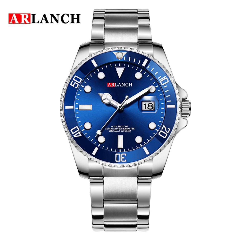 Green gold stainless steel belt watch students waterproof luminous watch sports and leisure calendar with the same men's watch - Image 9