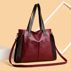 Foreign trade large-capacity soft leather large bag middle-aged women 2023 new trendy handbag shoulder bag Messenger bag fashion
