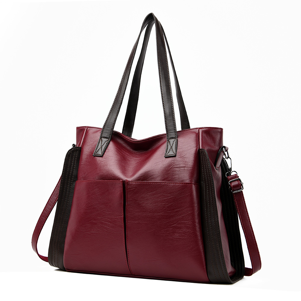 Foreign trade large-capacity soft leather large bag middle-aged women 2023 new trendy handbag shoulder bag Messenger bag fashion - Image 2