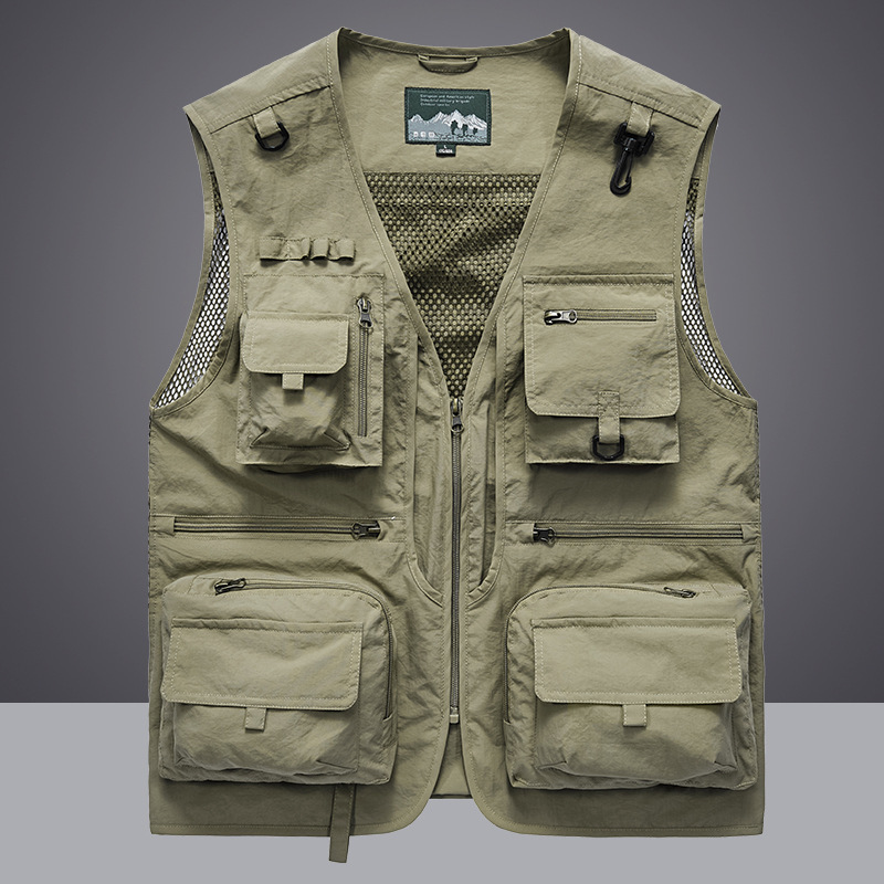 2024 Spring and Autumn New Mesh Vest Men's Casual Cross-Border Outdoor Multi-Pocket Fishing Photography Vest - Image 8