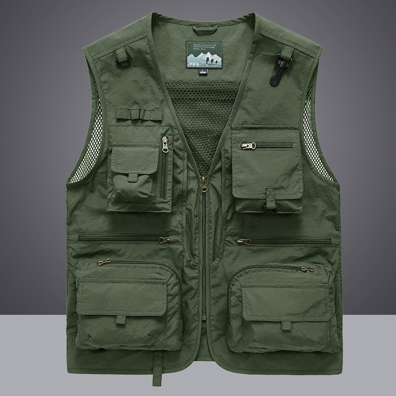 2024 Spring and Autumn New Mesh Vest Men's Casual Cross-Border Outdoor Multi-Pocket Fishing Photography Vest - Image 3