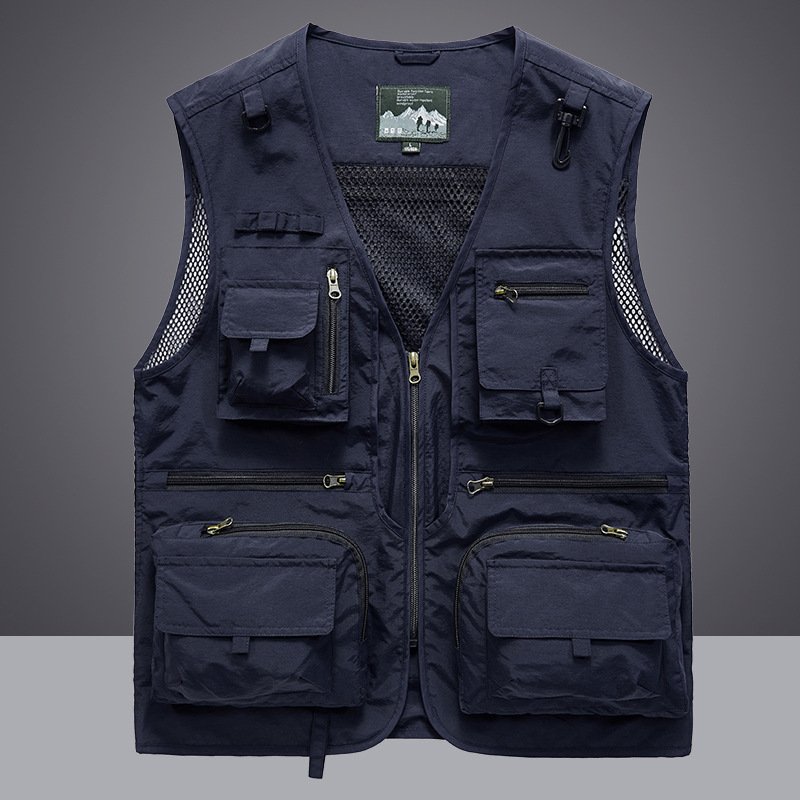 2024 Spring and Autumn New Mesh Vest Men's Casual Cross-Border Outdoor Multi-Pocket Fishing Photography Vest - Image 10