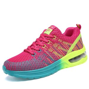 2024 four seasons new style flying woven sports shoes women's air cushion shoes casual running women's shoes lightweight travel shoes large size 42