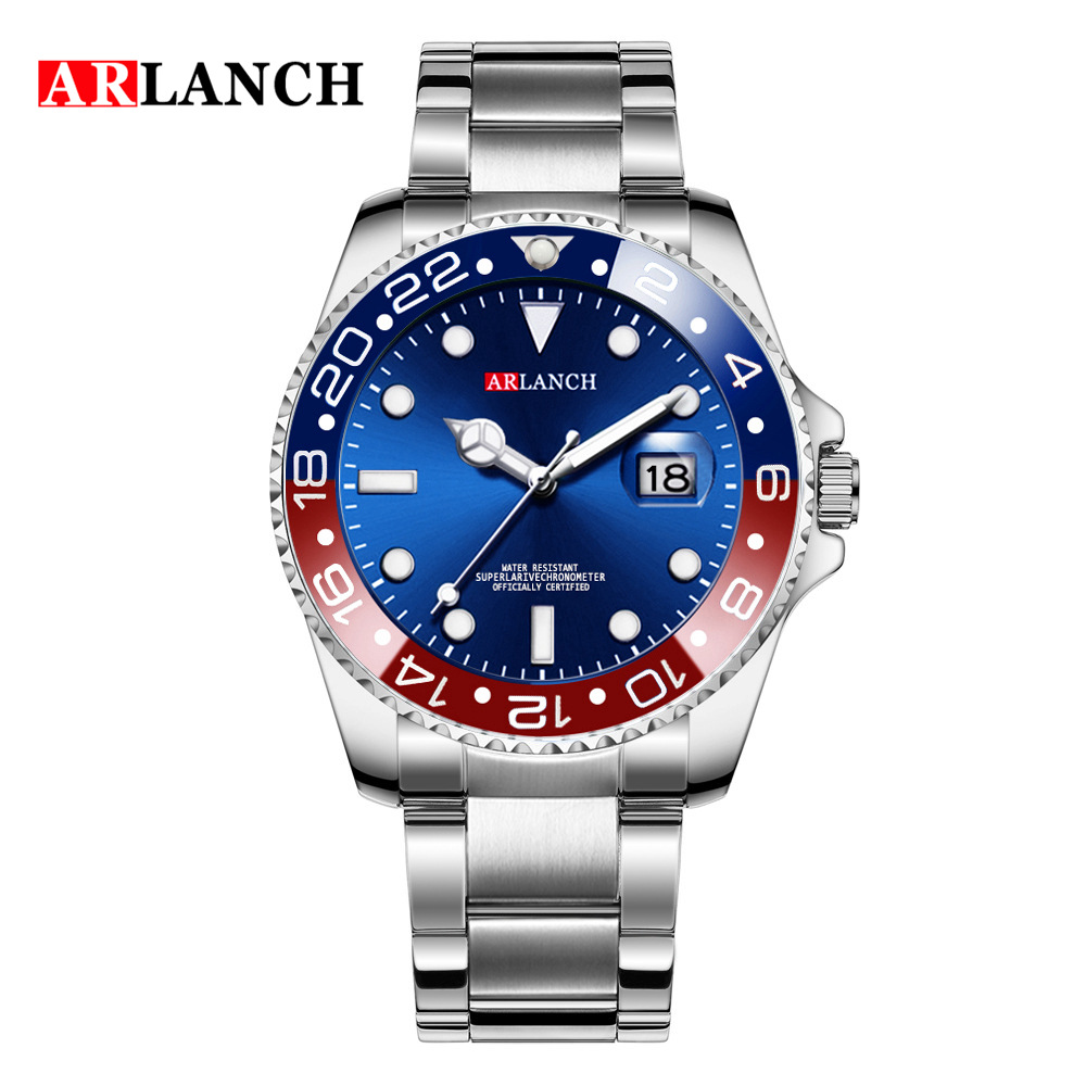 Green gold stainless steel belt watch students waterproof luminous watch sports and leisure calendar with the same men's watch - Image 5