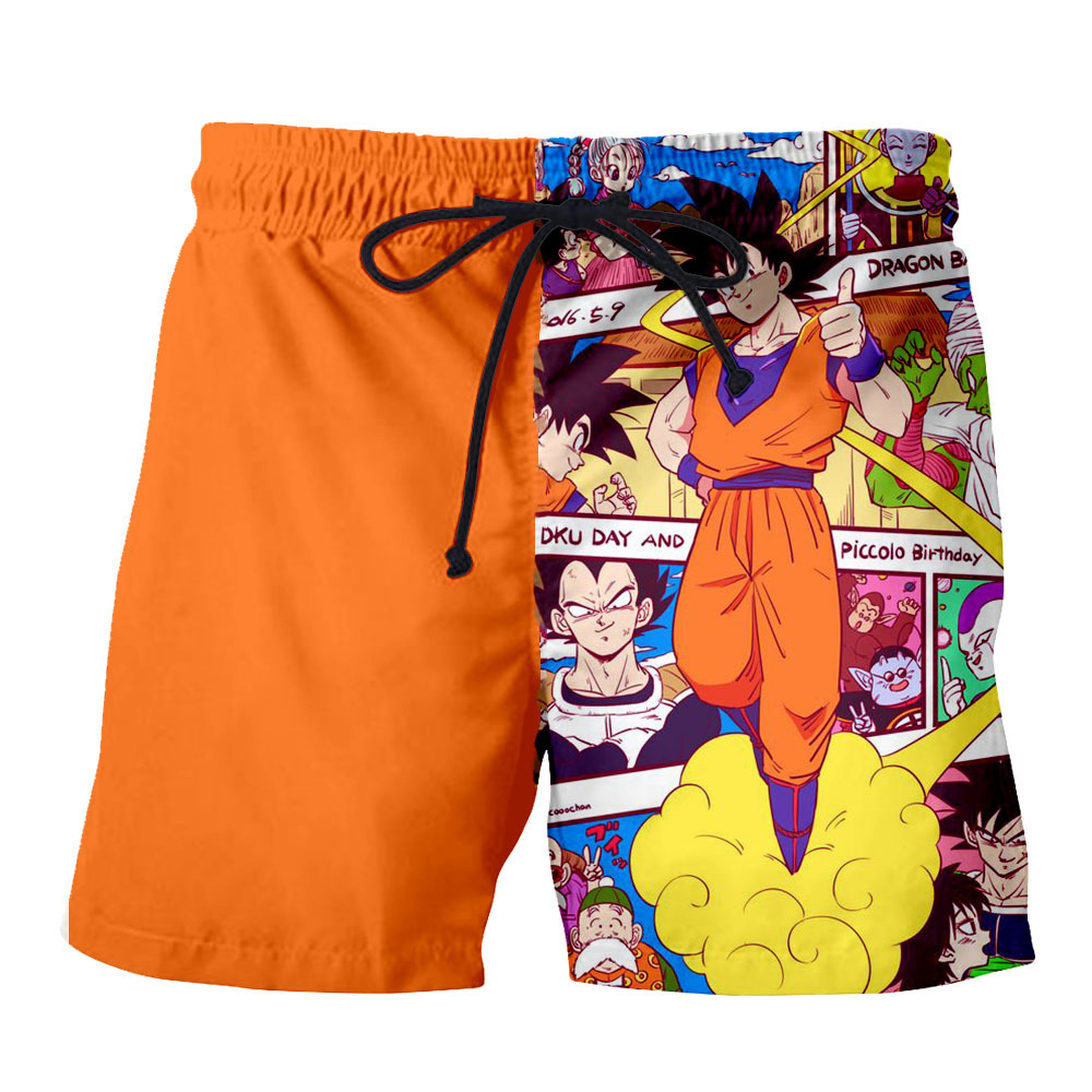 Japanese men's cartoon beach pants men's summer men's shorts five-point pants quick-drying Hokage print pants men's casual - Image 13