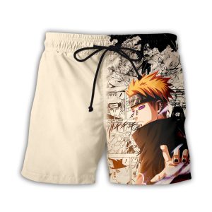 Japanese men's cartoon beach pants men's summer men's shorts five-point pants quick-drying Hokage print pants men's casual