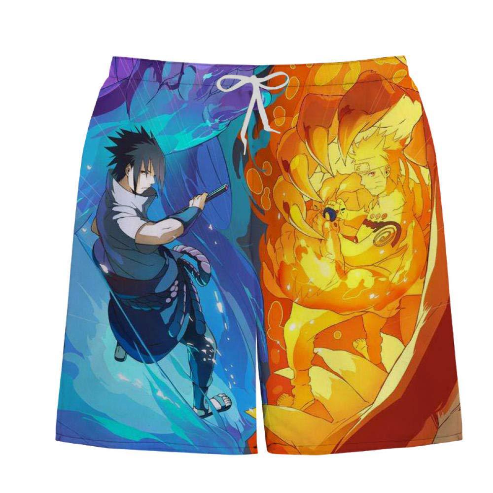 Japanese men's cartoon beach pants men's summer men's shorts five-point pants quick-drying Hokage print pants men's casual - Image 11