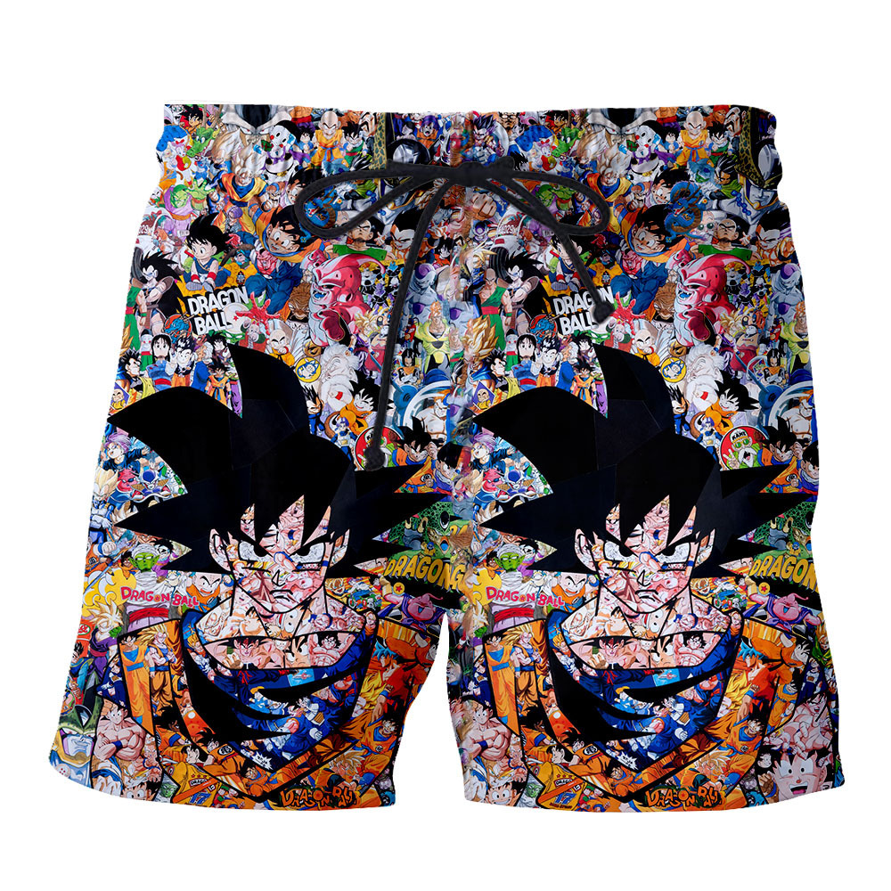 Japanese men's cartoon beach pants men's summer men's shorts five-point pants quick-drying Hokage print pants men's casual - Image 10