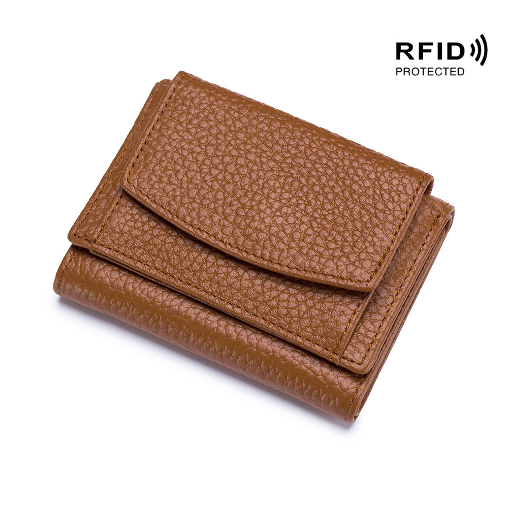 Small wallet women's genuine leather Japanese-style financial cloth rfid coin bag wallet foreign trade women's mini wallet short purse - Image 2