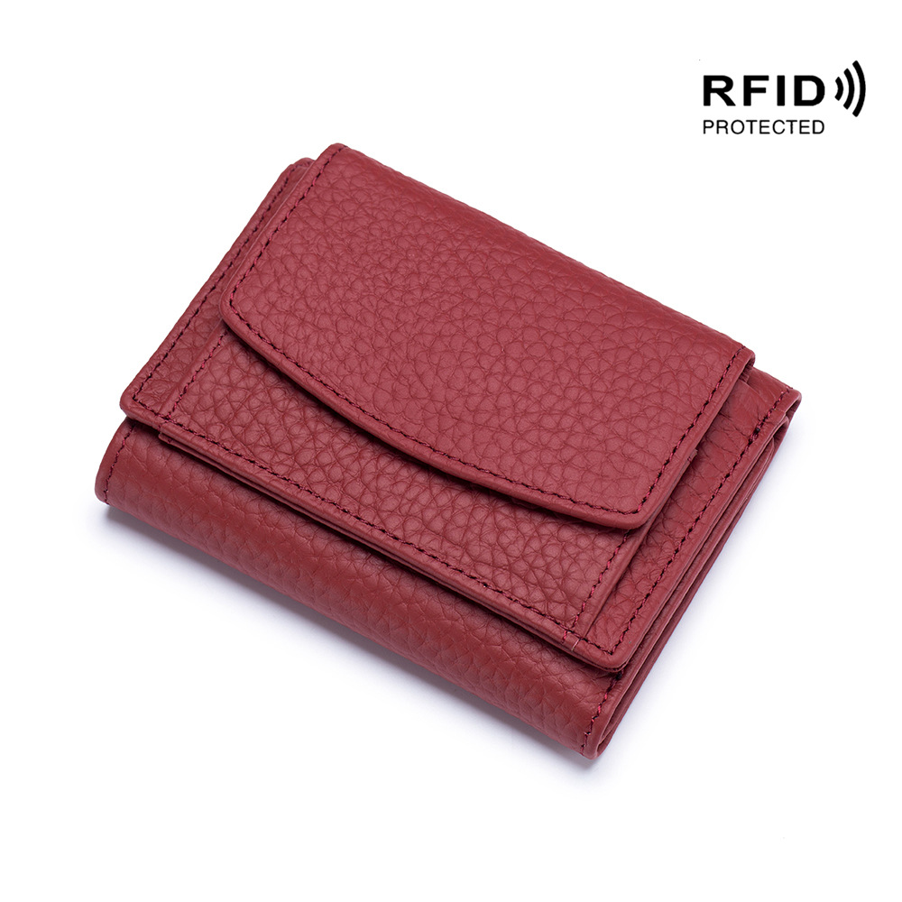Small wallet women's genuine leather Japanese-style financial cloth rfid coin bag wallet foreign trade women's mini wallet short purse - Image 9