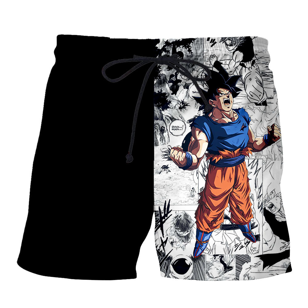 Japanese men's cartoon beach pants men's summer men's shorts five-point pants quick-drying Hokage print pants men's casual - Image 6
