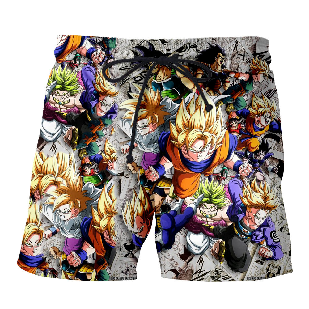 Japanese men's cartoon beach pants men's summer men's shorts five-point pants quick-drying Hokage print pants men's casual - Image 17