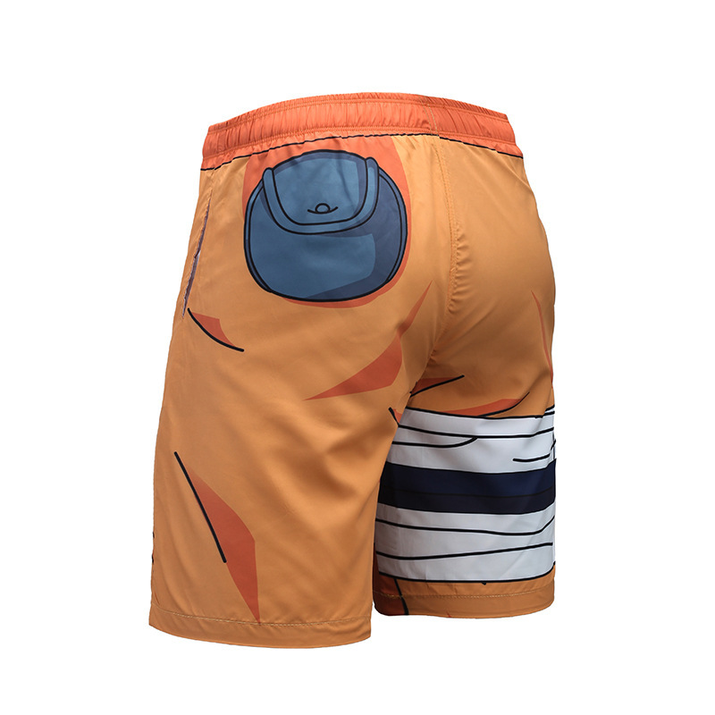 Japanese men's cartoon beach pants men's summer men's shorts five-point pants quick-drying Hokage print pants men's casual - Image 3
