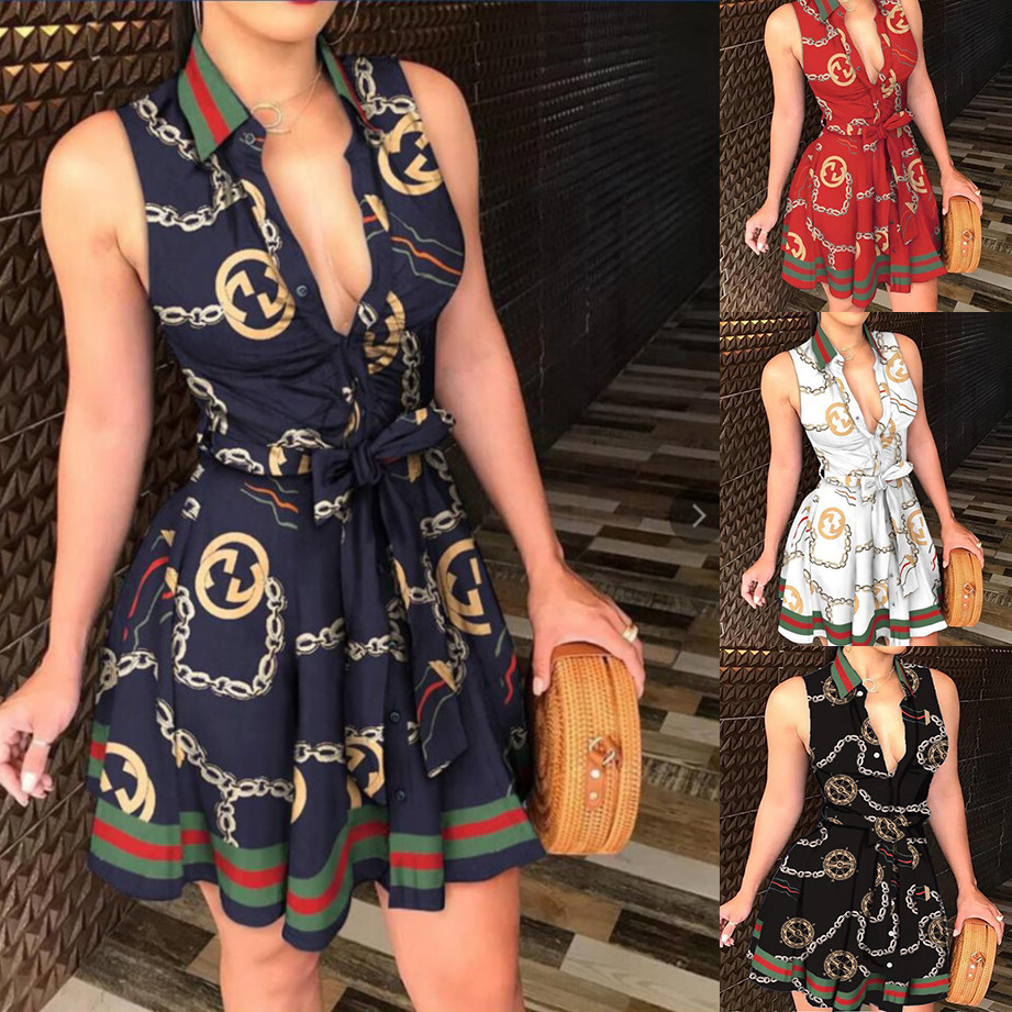 1578# ebay AliExpress Amazon Hot selling hot style V-neck straps Fashion sexy printed dress - Image 9