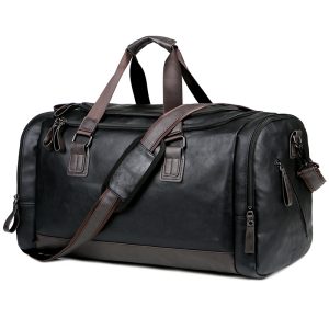 PU leather large capacity travel bag men's business trip luggage bag travel backpack Korean version portable shoulder enlarged