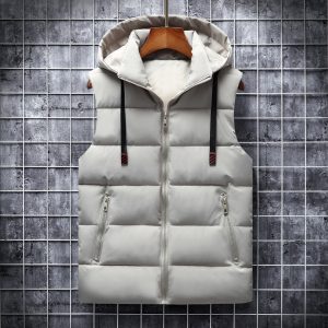 Down cotton vest men's outer wear winter Korean youth trend waistcoat thicker middle school student vest jacket large size
