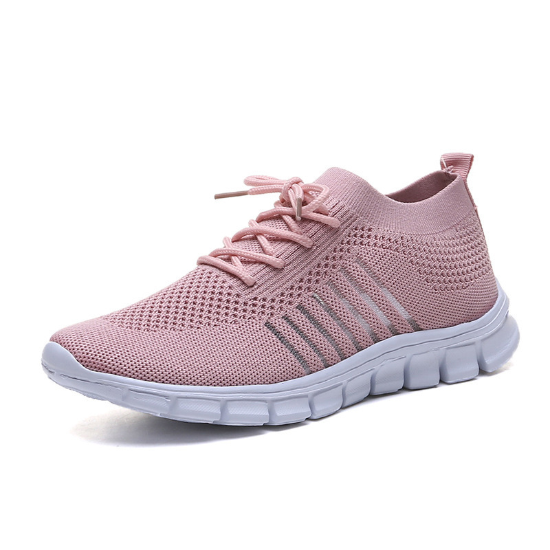 Foreign trade spring and summer style flying mesh women's shoes breathable sports shoes deep mouth lace-up platform sole casual shoes women's running - Image 12