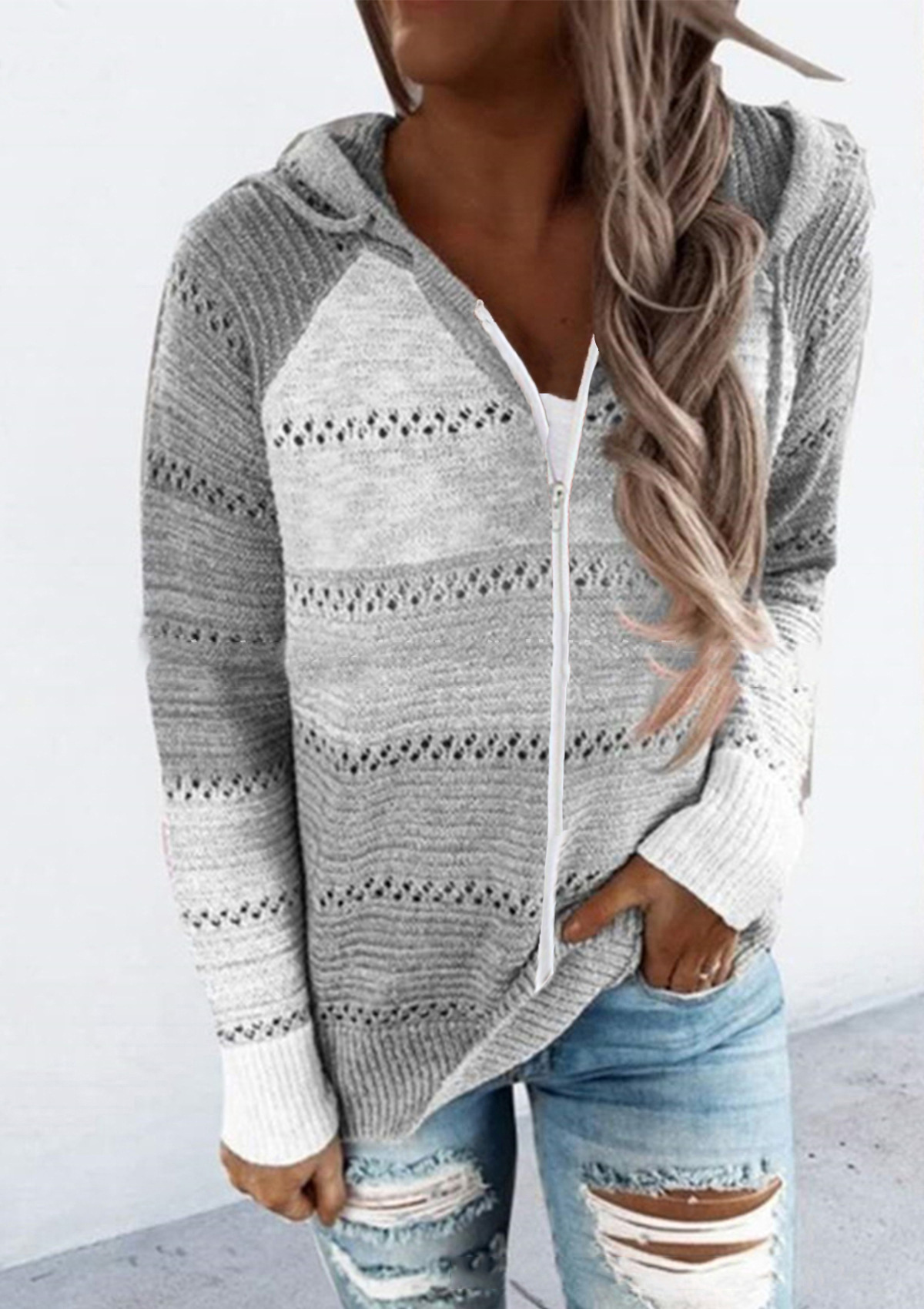 2020 cross-border foreign trade original order wish Amazon ebay autumn and winter new zipper hooded long-sleeved sweater - Image 3
