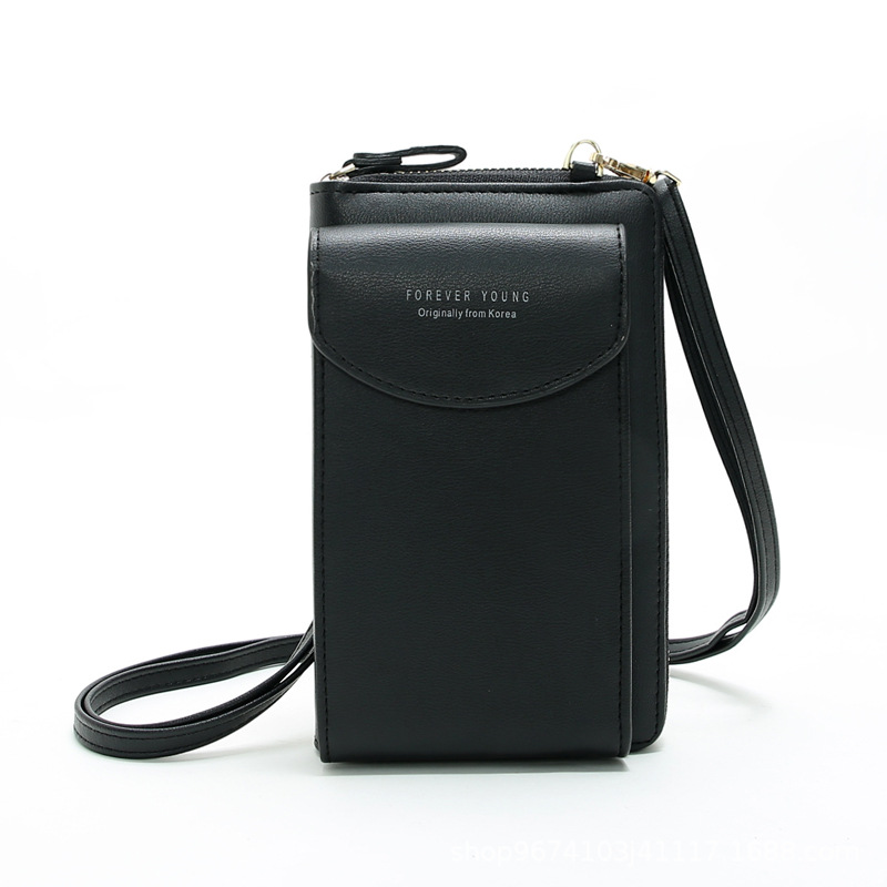 The new Korean version of PU crossbody mobile phone bag multifunctional wallet student bag card bag change bag women's shoulder bag wallet - Image 3