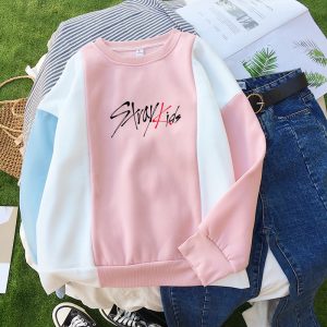 ins European and American style autumn and winter foreign trade cross-border women's clothing hot sale Stray Kids loose and thin color matching sweater men and women