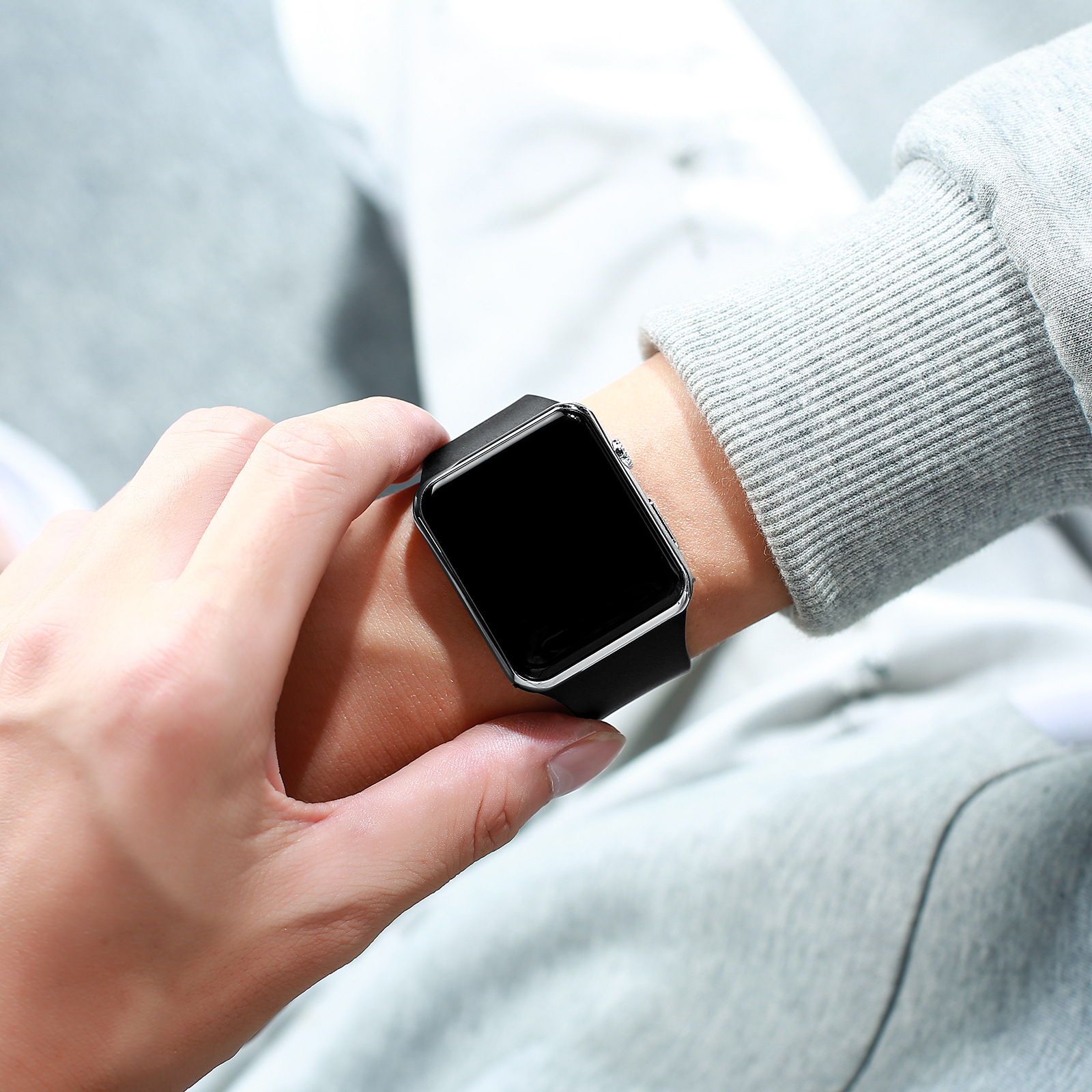 Fashion Versatile Square LED Digital Apple Watch Student Adult Waterproof Luminous Plating Sunglasses Electronic Watch - Image 16