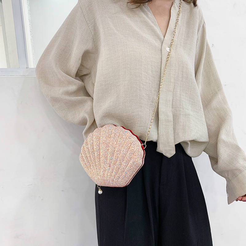 Spot the new glittering shell cross-body mini bag Korean version of the little fairy fashion all-match shoulder bag wholesale - Image 8