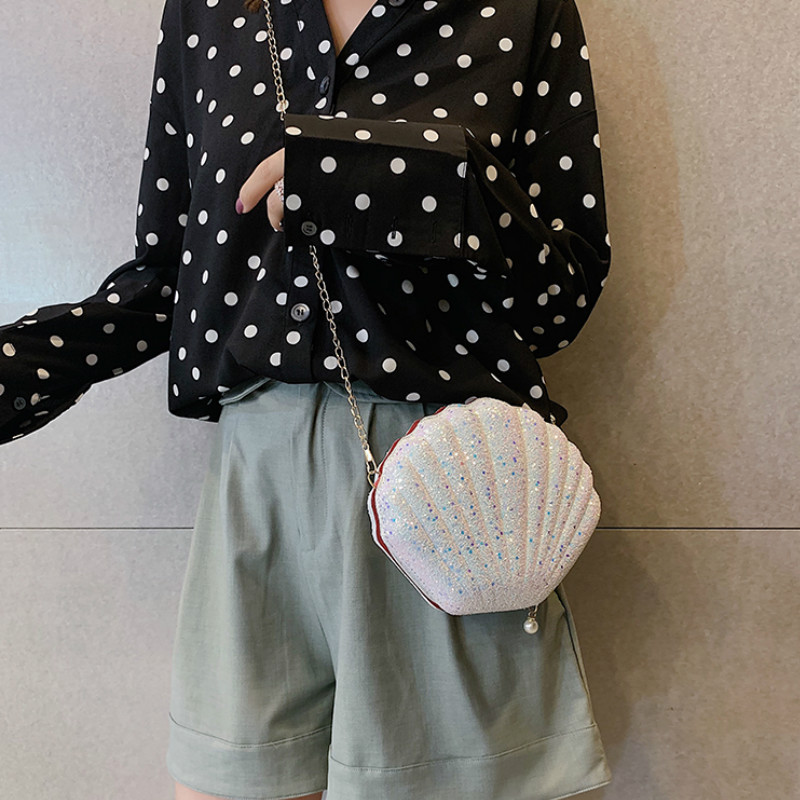 Spot the new glittering shell cross-body mini bag Korean version of the little fairy fashion all-match shoulder bag wholesale - Image 5