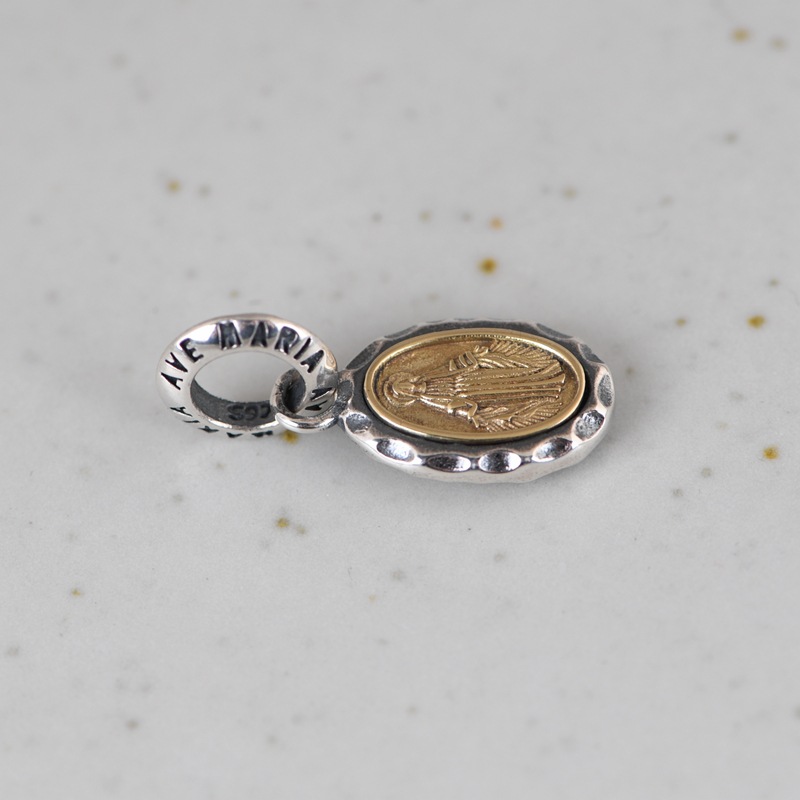 Jinluwang S925 silver necklace pendant wholesale hammered solid oval silver pendant accessory retro silver necklace - Image 5