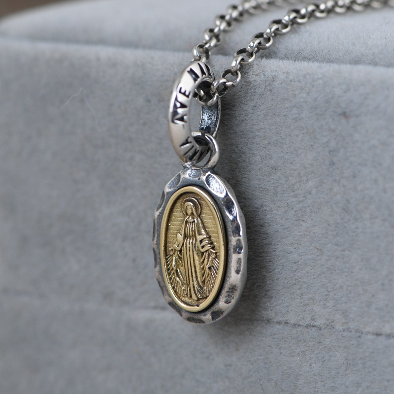 Jinluwang S925 silver necklace pendant wholesale hammered solid oval silver pendant accessory retro silver necklace - Image 2
