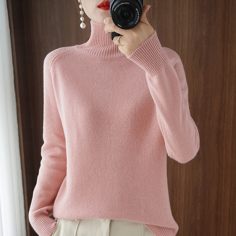Autumn and winter new style stand collar pullover sweater women loose thick Korean version solid color high collar knitted bottoming sweater wool sweater women - Image 13