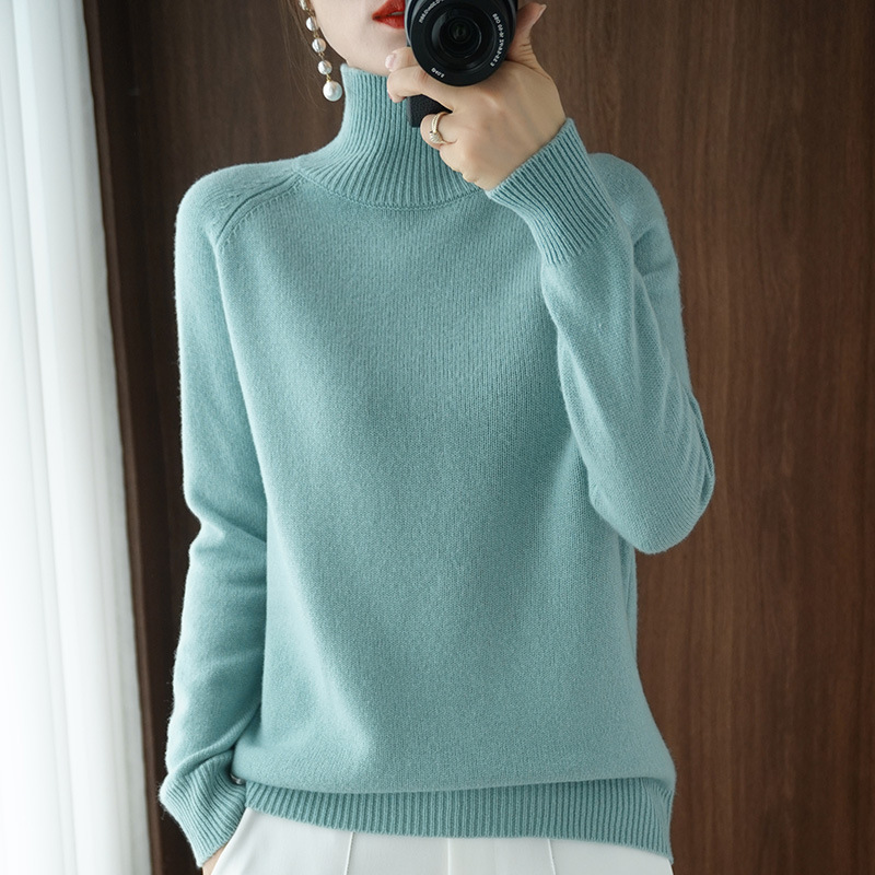 Autumn and winter new style stand collar pullover sweater women loose thick Korean version solid color high collar knitted bottoming sweater wool sweater women - Image 8