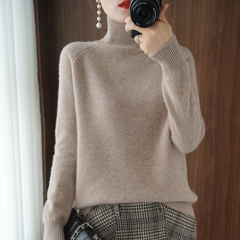 Autumn and winter new style stand collar pullover sweater women loose thick Korean version solid color high collar knitted bottoming sweater wool sweater women - Image 10