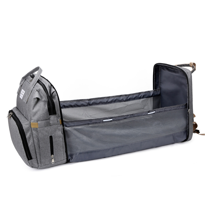 New Fashion Mommy Bag Folding Crib Mother and Baby Bag Large Capacity Portable Baby Bottle Diaper Backpack Mommy Bag - Image 10