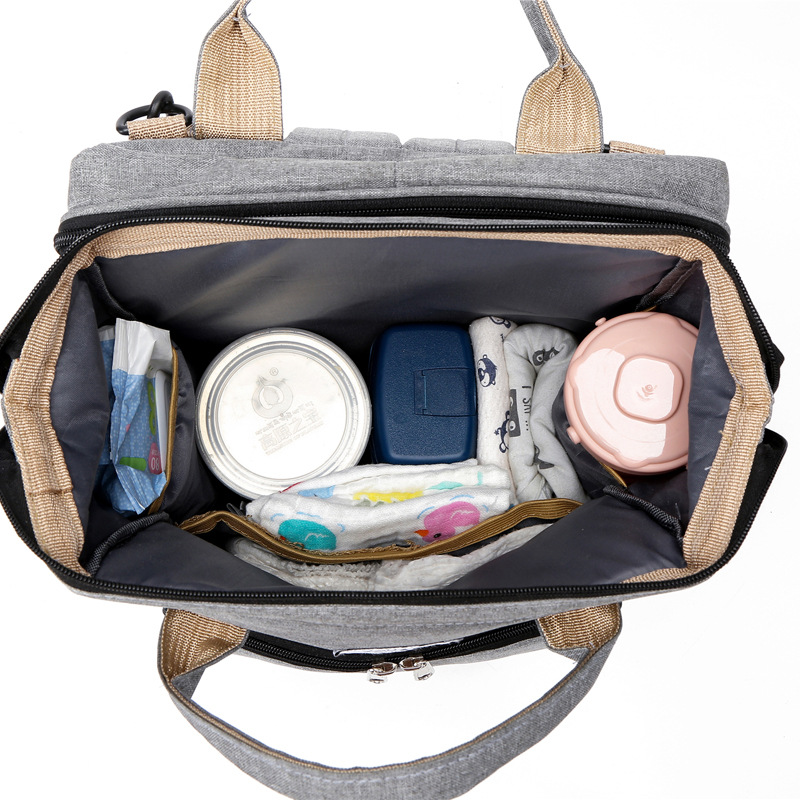 New Fashion Mommy Bag Folding Crib Mother and Baby Bag Large Capacity Portable Baby Bottle Diaper Backpack Mommy Bag - Image 3