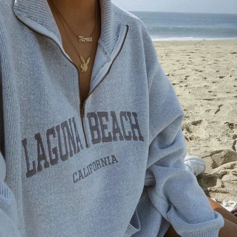 BM style student pullover sweater women loose lapel zipper letter embroidery coat autumn and winter college style jacket - Image 4