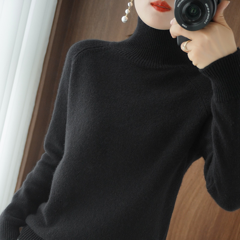 Autumn and winter new style stand collar pullover sweater women loose thick Korean version solid color high collar knitted bottoming sweater wool sweater women - Image 17