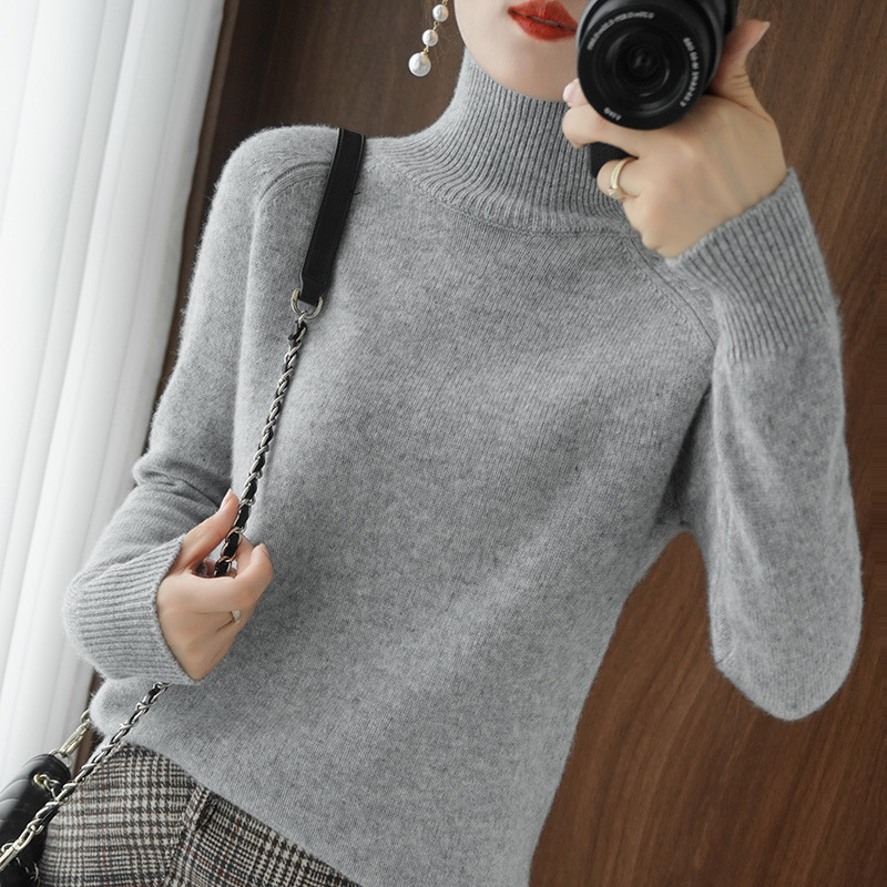 Autumn and winter new style stand collar pullover sweater women loose thick Korean version solid color high collar knitted bottoming sweater wool sweater women - Image 14
