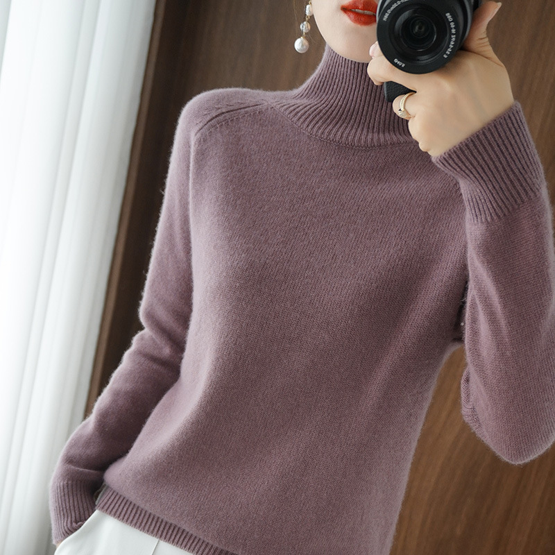 Autumn and winter new style stand collar pullover sweater women loose thick Korean version solid color high collar knitted bottoming sweater wool sweater women - Image 15
