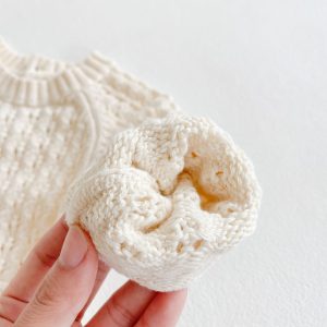 ins spring and autumn clothing baby girl baby knitted hollow waist long-sleeved harem triangle bag fart jumpsuit romper