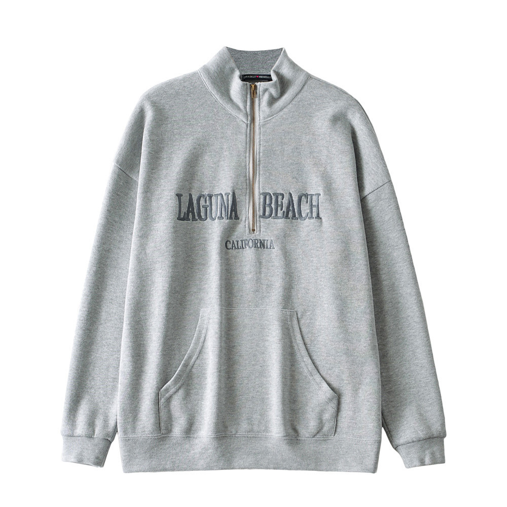 BM style student pullover sweater women loose lapel zipper letter embroidery coat autumn and winter college style jacket - Image 6
