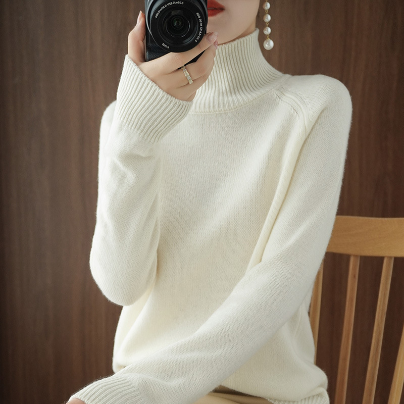 Autumn and winter new style stand collar pullover sweater women loose thick Korean version solid color high collar knitted bottoming sweater wool sweater women - Image 12