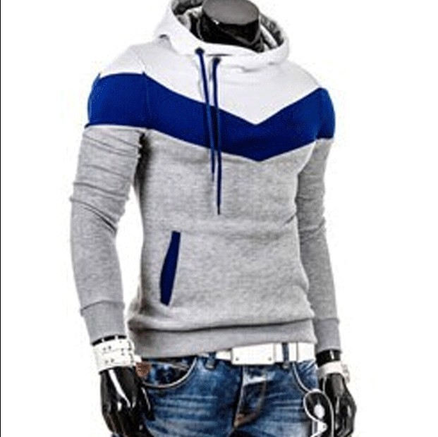 Foreign trade 2015 spring and autumn men's clothing Korean style men's color matching hooded pullover fashion slim sports casual sweater - Image 9